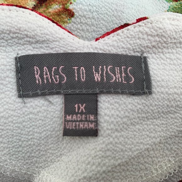 Rags to Wishes Ladies 1X White with Floral Cold Shoulder Blouse - Picture 8 of 9